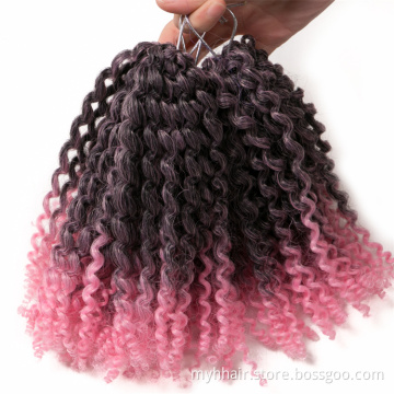 Short 90g/piece 8 Inch Synthetic Marley Brown Ombre Braiding Hair Extension Blonde Curly Crochet Afro Kinky Twist Braid